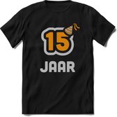 15 Jaar Feest kado T-Shirt Heren / Dames - Perfect Verjaardag Cadeau Shirt - Goud / Zilver - Maat XL