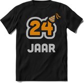 24 Jaar Feest kado T-Shirt Heren / Dames - Perfect Verjaardag Cadeau Shirt - Goud / Zilver - Maat S