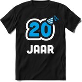 20 Jaar Feest kado T-Shirt Heren / Dames - Perfect Verjaardag Cadeau Shirt - Wit / Blauw - Maat XL