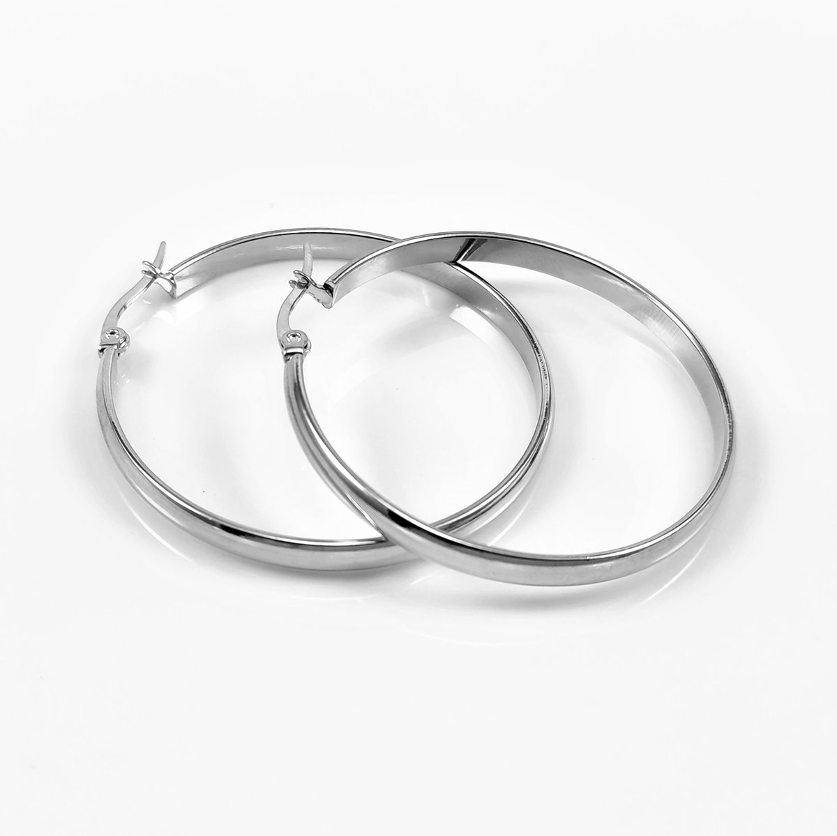 ∅40 mm Oorringen Dames - RVS Zilverkleur - Oorbellen