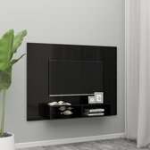 Tv-wandmeubel 135x23,5x90 cm spaanplaat hoogglans zwart
