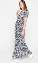 LOLALIZA Maxi bloemenjurk - Marine Blauw - Maat 44