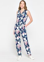 LOLALIZA Jumpsuit met bloemenprint - Marine Blauw - Maat 34