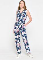 LOLALIZA Jumpsuit met bloemenprint - Marine Blauw - Maat 40