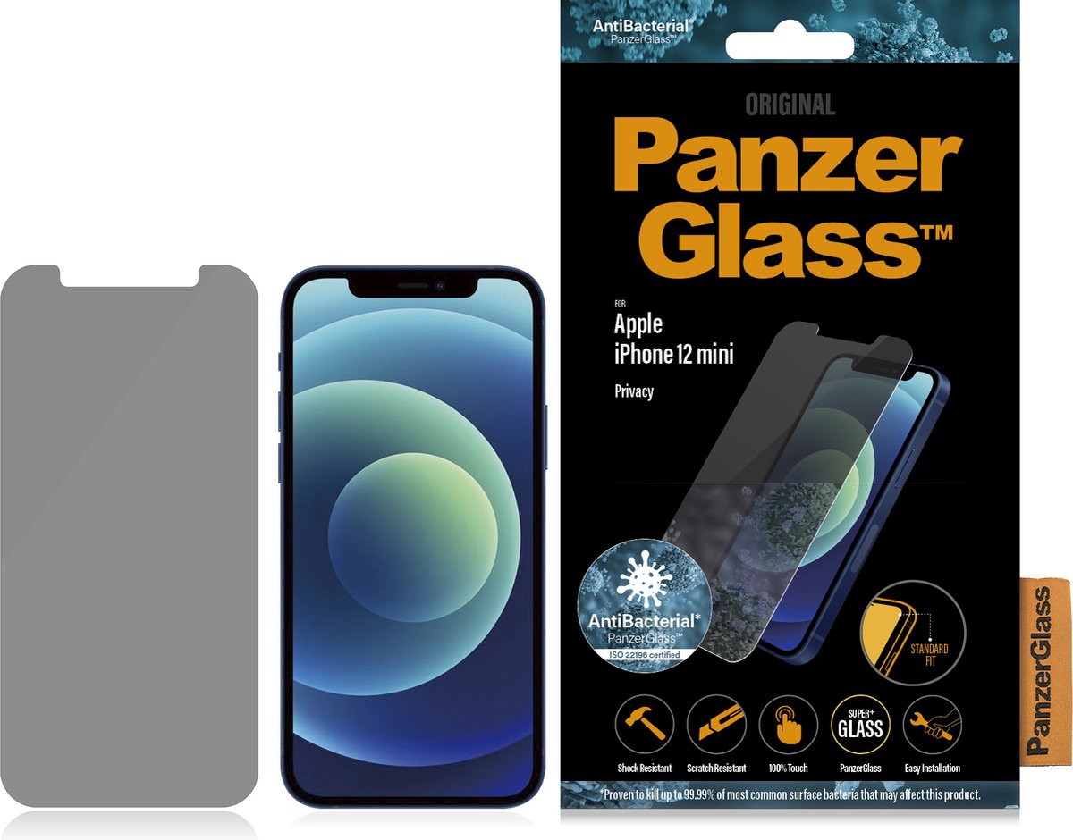 PanzerGlass Gehard Glas Privacy Screenprotector Geschikt voor Apple iPhone 12 Mini