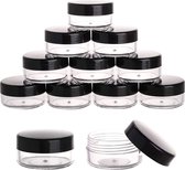 Lege Potjes Voor Cosmetica 200 Stuks - 20 Gram Inhoud Per Pot - Cosmetische Samples - Sample Potten - Opbergpotjes - Zwarte Deksel