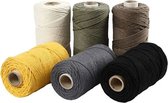 Macramé Koord, 2 mm, Diverse Kleuren, 330 gr, 6 Rol