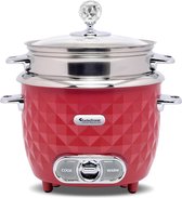 TurboTronic RC1D Rijstkoker en Slowcooker - 1L - Diamond - Rood