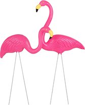 Springos Flamingo | Tuindecoratie | Tuinsteker | 75 cm | Set van 2 | Roze