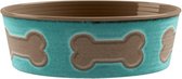 Tarhong voerbak print bot melamine turquoise (18X18X6,5 CM 1890 ML)