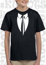 STROPDAS kids t-shirt - Zwart - Maat 140 - leuke shirtjes - grappig - humor - kwoots