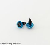 Veiligheidsogen sparkle 8 mm blauw 1 paar