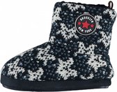 sloffen jongens textiel donkerblauw/wit maat 29-30