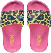 badslippers meisjes polyester roze/geel maat 29/30