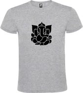 Grijs  T shirt met  print van de "heilige Olifant Ganesha " print Zwart size XXXXL