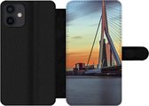 Bookcase Geschikt voor iPhone 12 Mini telefoonhoesje - Rotterdam - Erasmus - Zonsondergang - Met vakjes - Wallet case met magneetsluiting
