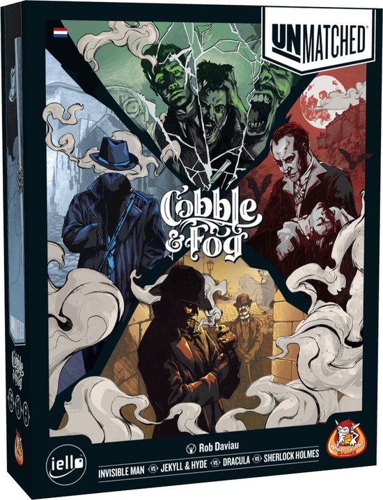White Goblin Games - Unmatched: Cobble & Fog - expertspel - 2 tot 4 spelers - 20 minuten - Vanaf 10 jaar - Met de helden: Dracula, Jekyll & Hyde, Invisible Man en Sherlock Holmes