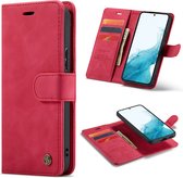 Casemania Hoesje Geschikt voor Samsung Galaxy S22 Royal Fuchsia - 2 in 1 Magnetic Book Case