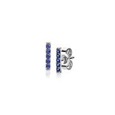 ZINZI zilveren oorknoppen staafje blauw 8mm ZIO1689B