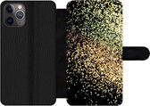 Bookcase Geschikt voor iPhone 11 Pro telefoonhoesje - Luxe - Glitter - Goud - Design - Zwart - Met vakjes - Wallet case met magneetsluiting