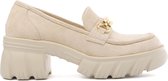 WELOVESHOES® Loafers met Hak - Suedine - Beige - Maat 36