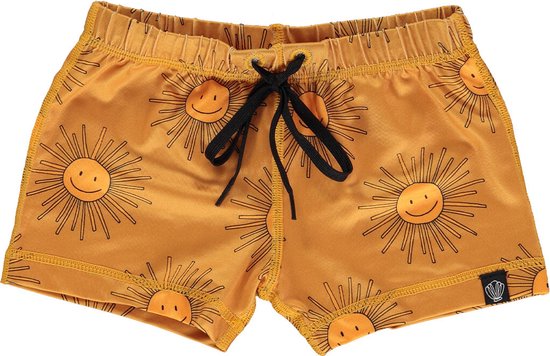 Beach & Bandits - UV-zwemshorts voor kinderen - Spread Sunshine - Goudoranje - maat 104-110cm