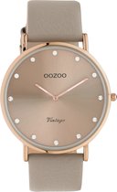 OOZOO Vintage series - Rosé gouden horloge met taupe leren band - C20246 - Ø40