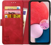 Rosso Element Book Case Wallet Hoesje Geschikt voor Samsung Galaxy A13 4G | Portemonnee | 3 Pasjes | Magneetsluiting | Stand Functie | Rood