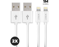 2 Oplaadkabels Geschikt voor iPhone 14 / iPhone 13 / iPhone 12 en meer - 1 Meter Oplaadkabel Geschikt voor Lightning USB Kabel (2x) - WiseQ