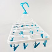 Wasrek hangend - Droogrek - Inklapbaar - 48 x 30 cm met 24 knijpers - Blauw