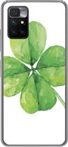 Geschikt voor Xiaomi Redmi 10 hoesje - Klavertje Vier - Waterverf - Plant - Siliconen Telefoonhoesje