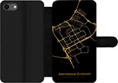 Bookcase Geschikt voor iPhone 7 telefoonhoesje - Amsterdam-Zuidoost - Plattegrond - Goud - Met vakjes - Wallet case met magneetsluiting - Stadskaart