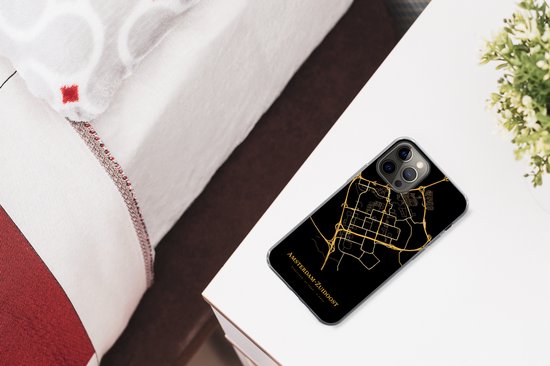 Coque iPhone 13 Pro - Amsterdam- Sud-Est - Carte - Or - Siliconen - City Map Phone Case