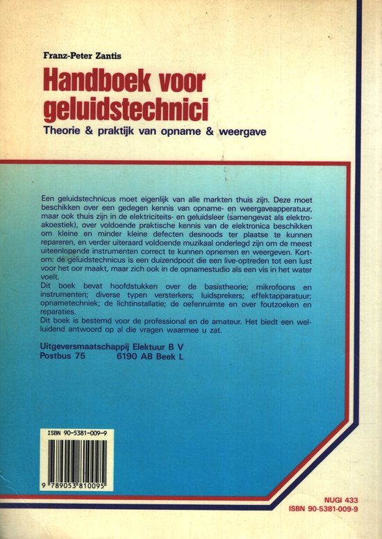 Handboek voor geluidstechnici, Franz-Peter Zantis | 9789053810095 | Boeken  | bol.com