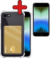 iPhone SE 2022 Hoesje Met Pasjeshouder Met Screenprotector Transparant Card Case Shock Hoes