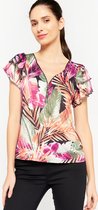 LOLALIZA T-shirt met tropische print - Roze - Maat L