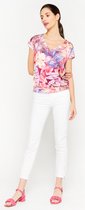 LOLALIZA T-shirt met bloemenprint - Roze - Maat L