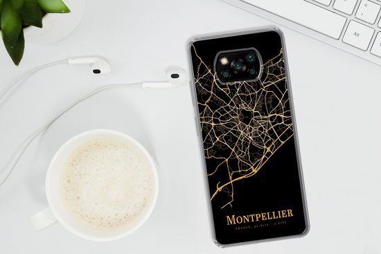 Coque Xiaomi Poco X3 NFC - Montpellier - Carte - Or - Coque de téléphone en Siliconen