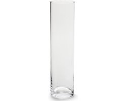 Jodeco Cilinder bloemenvaas - transparant glas - D10 x H40 cm - hoog smal design - geschikt voor boeketten - losse bloemen - seizoensdecoratie