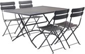 Tuinmaaltijdset - 1 rechthoekige tafel + 4 klapstoelen - 4 personen - Steel