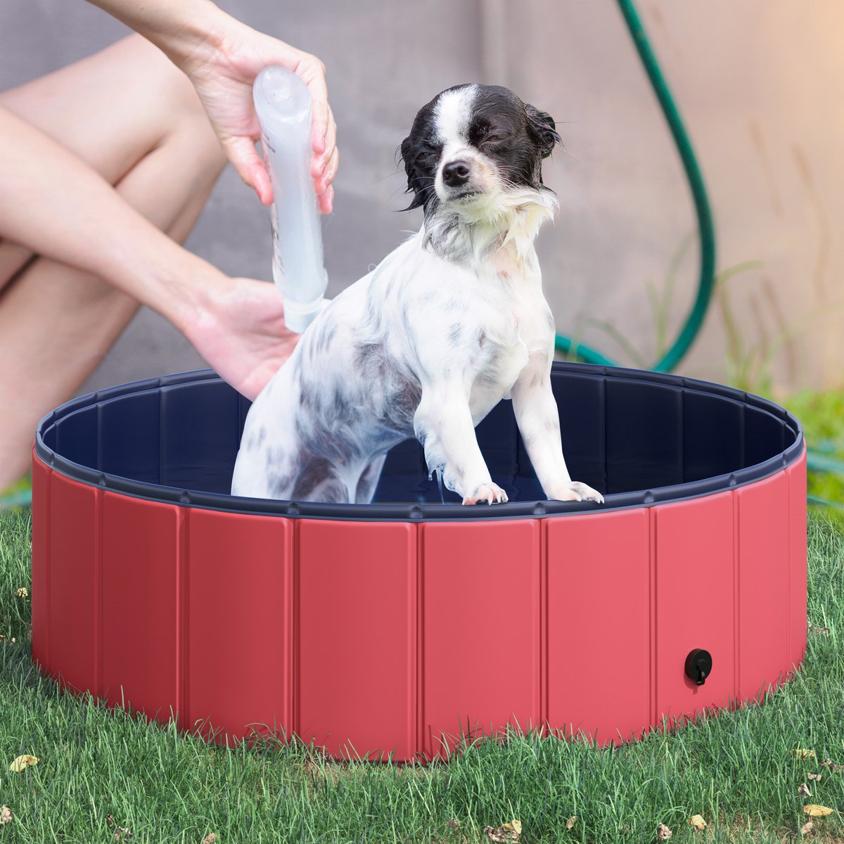 PawHut Hondenzwembad, opblaasbaar peuterbad, hondenbadje voor hondenverzorging, 120 cm, blauw