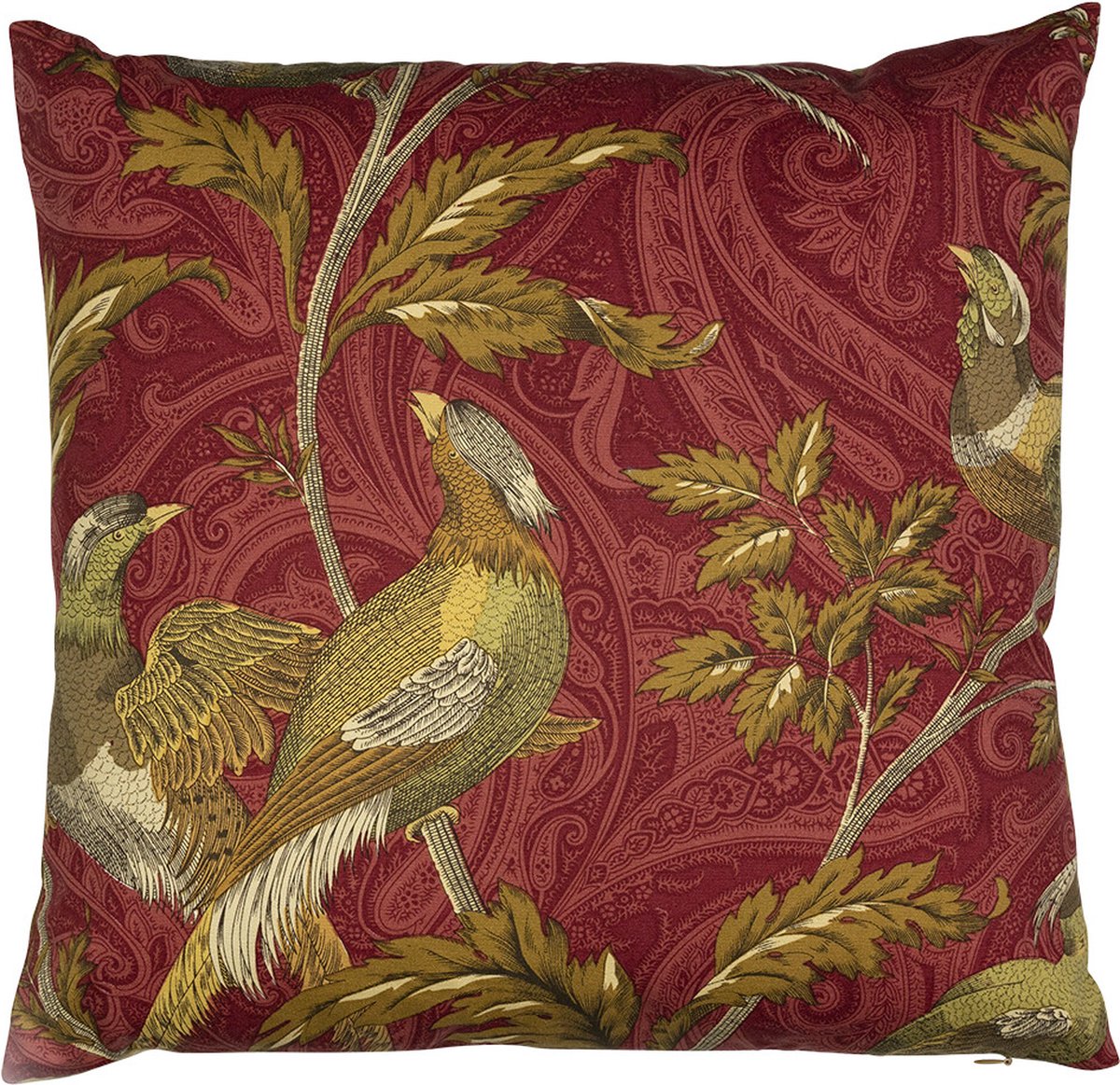 Kussen geweven paisley vogel rood 45x45cm