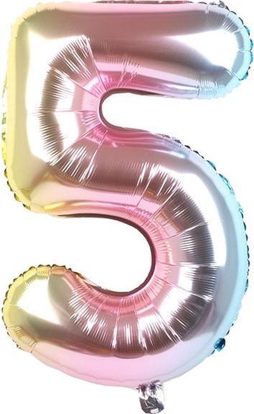 Folieballon / Cijferballon Multicolor XL - getal 5 - 82cm