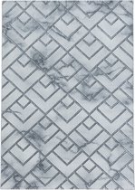 Laagpolig design vloerkleed Woonkamer vloerkleed Marble Pattern Lines Diamonds Silver