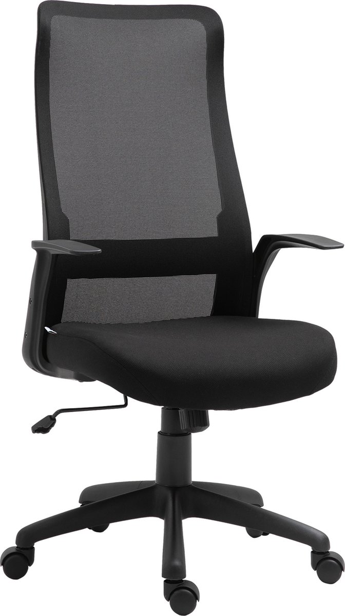 Vinsetto Bureaustoel in hoogte verstelbaar thuisbureaustoel schuimstof nylon zwart 921-555