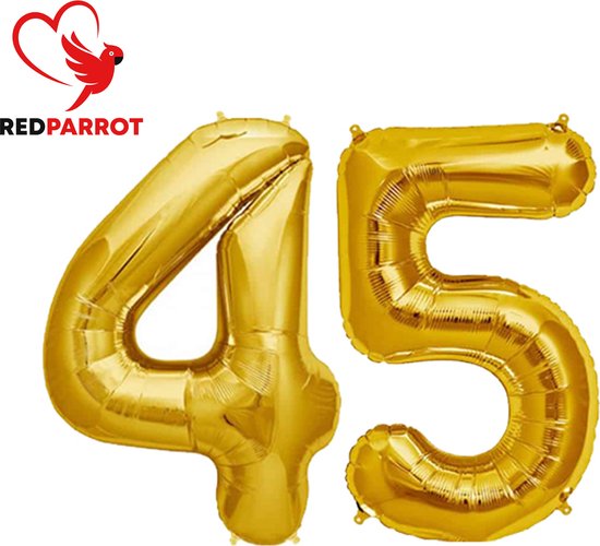 45 jaar | 81 CM XXL Ballon | verjaardag | verjaardagskado | Goud | Cijfer | Getal | Balon