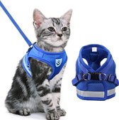 IGOODS - Kattenharnas - met Reflecterende Strip - Leash set - knaagdieren - Blauw - Maat L