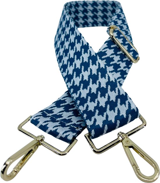 Schoudertas band - Hengsel - Bag strap - Fabric straps - Boho - Chique - Chic -  Abstracte donkerblauwe figuren