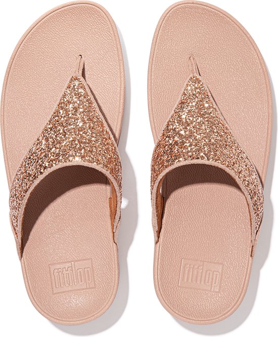 FitFlop Lulu Glitter Toe-Thongs PU Glitter Dames Slippers - Rose Gold