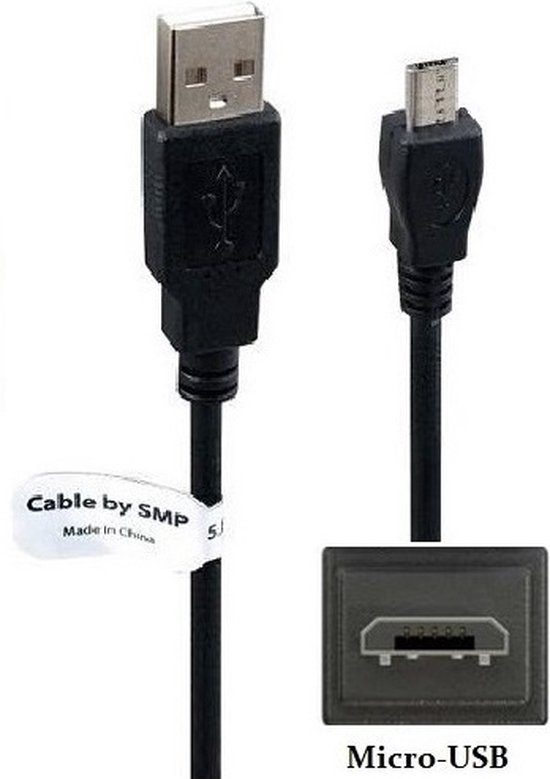 0,5m Micro USB kabel Robuuste laadkabel. Oplaadkabel snoer geschikt voor o.a. Insta360 One X, Evo, HawkEye Firefly 7S 4K Wifi Sport Action Camera, Vizu Extreme X4s, X6s, X8s, Vemont 1080p 12MP Action Camera